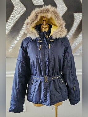 Vintage Y2K Baby Phat Kimora Lee Simmons XL Down Coat Genuine Coyote Fur Belted